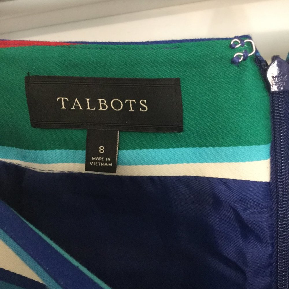 Talbots Size 8 Multi Color Midi Striped Skirt Guc - image 3